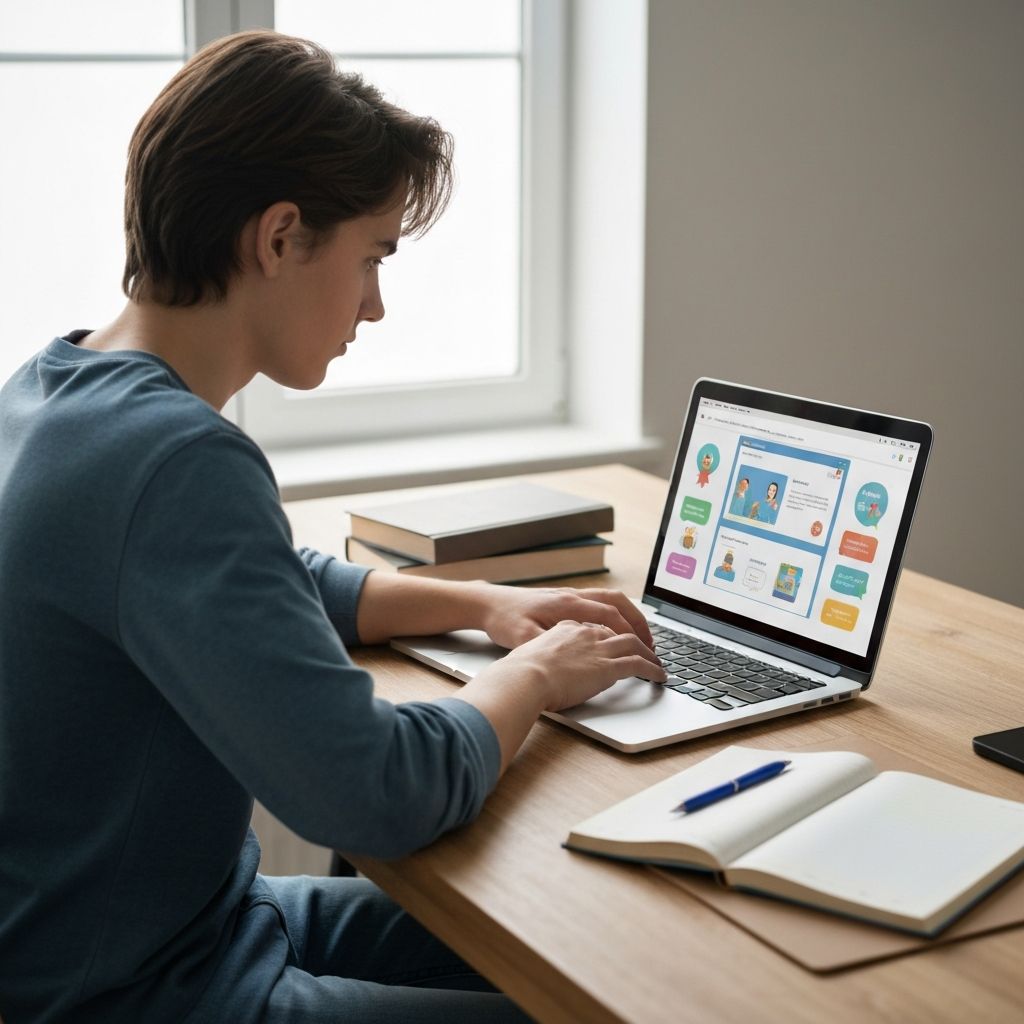 Two learners working together at a laptop